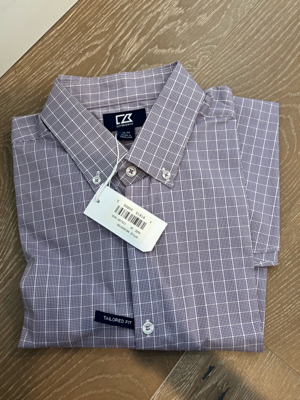 ALL NWT Long Sleeve Cutter & Buck Windowpane Check Button-Down Shirt - Picture 3 of 6